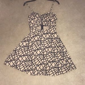 Patterned fit and flare sun dress with key hole